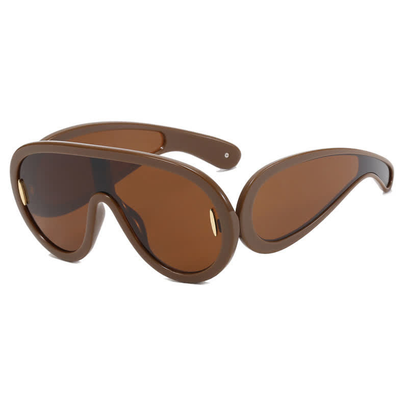 Spykay™ SG61002 Steampunk One-piece Frame Oversized Mirrored Sunglasses