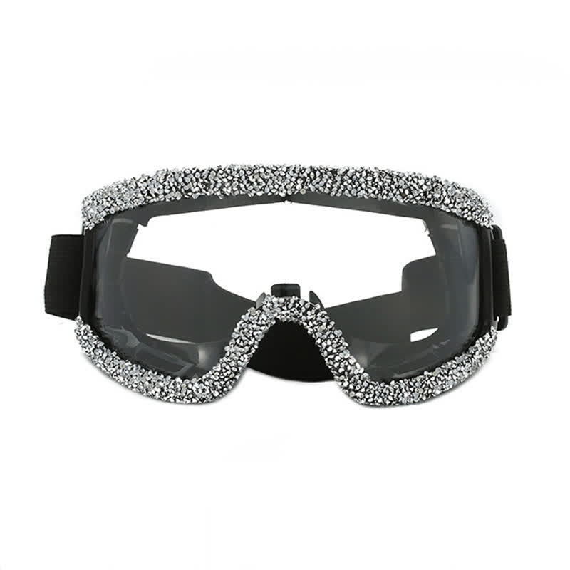 Spykay™ SG61047 Full Rhinestone Decor Unisex Windproof Motorcycle Goggle, Ski Goggles For Outdoor Activities
