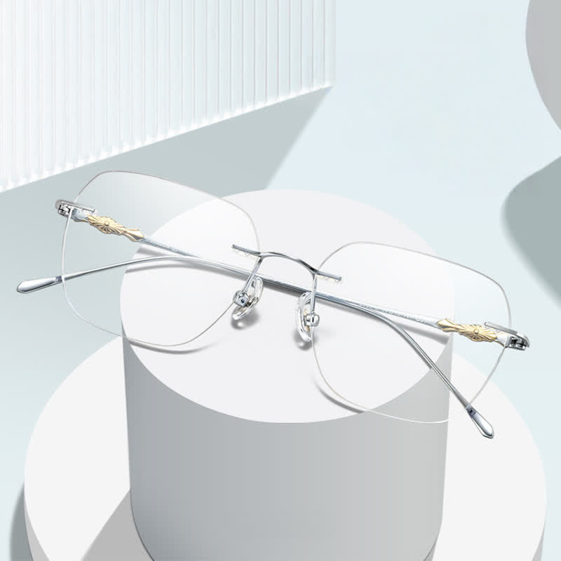 Spykay™ EG26917 Unsiex Retro Square Titanium Frame Anti-blue Light Rimless Glasses
