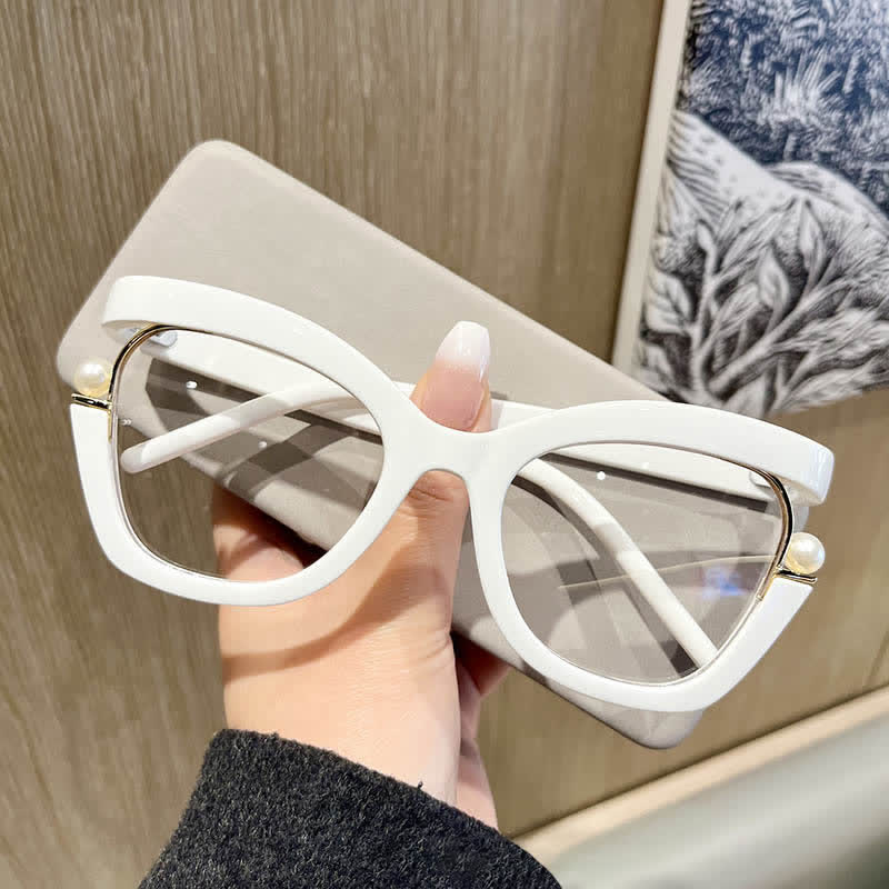 Spykay™ EG26758 Anti-blue Light Pearl Decor Irregular Oversized Eyeglasses