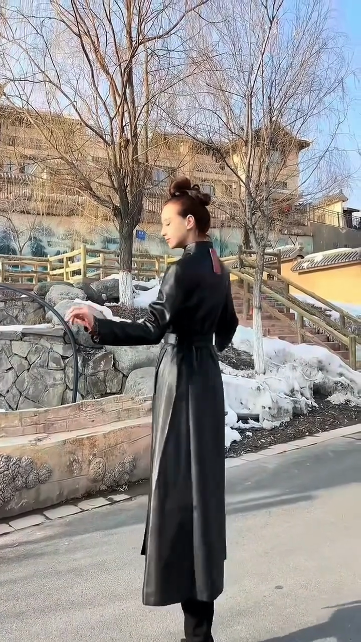 Black Leather Trench Coat