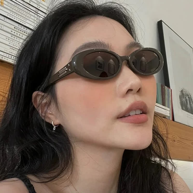 Spykay™ SG60787 Oval Frame Star Temples Sunglasses with Nylon Lenses
