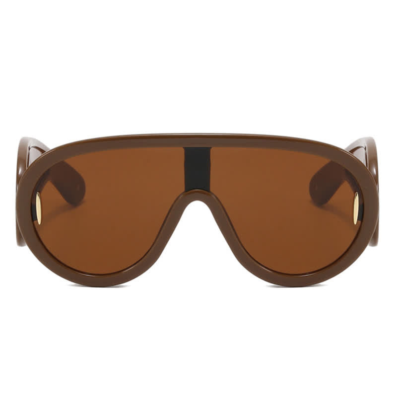 Spykay™ SG61002 Steampunk One-piece Frame Oversized Mirrored Sunglasses