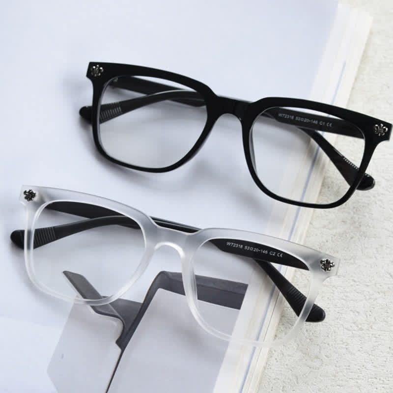 Spykay™ EG26839 Classic Cross Decor Square Frame Anti-blue Light Glasses