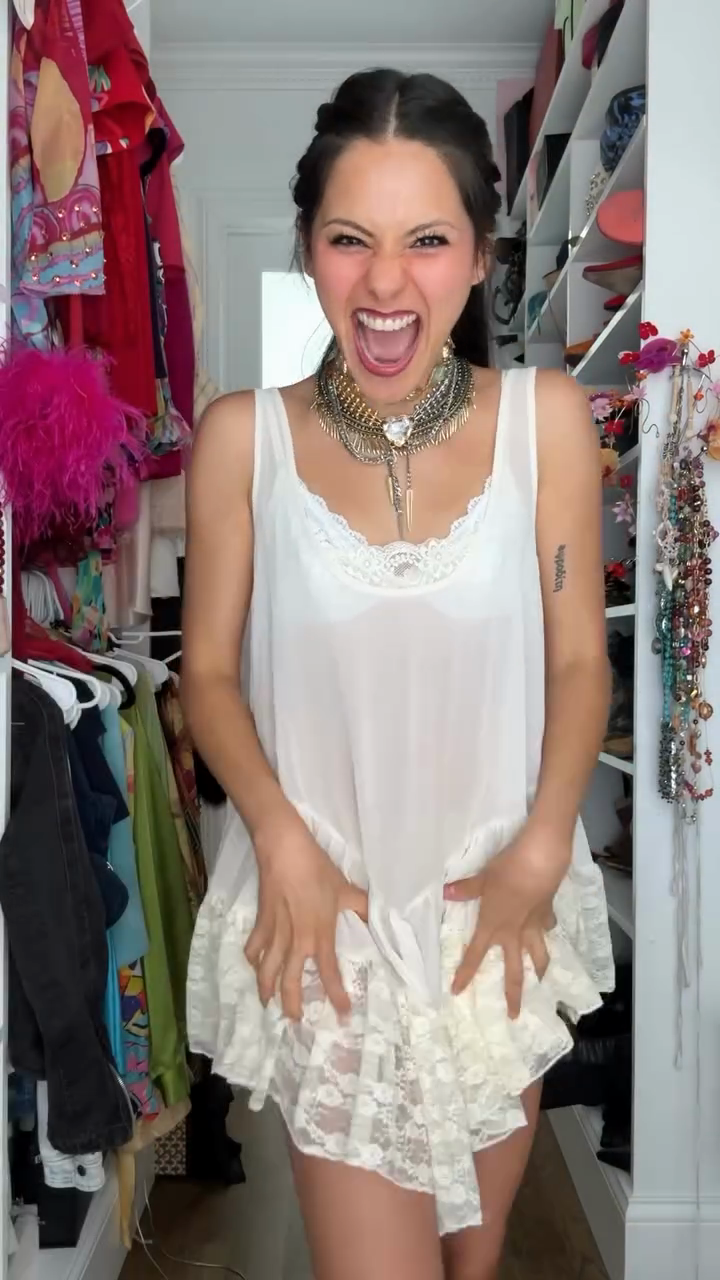 White Lace - Trimmed Babydoll Dress