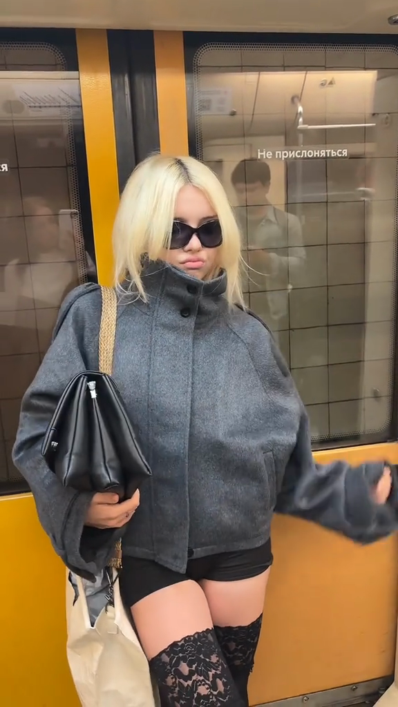 Gray Wool Blend Oversized Jacket with Stand - Up Collar