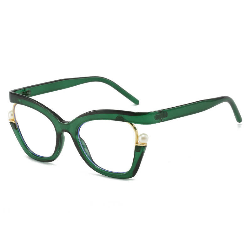 Spykay™ EG26758 Anti-blue Light Pearl Decor Irregular Oversized Eyeglasses
