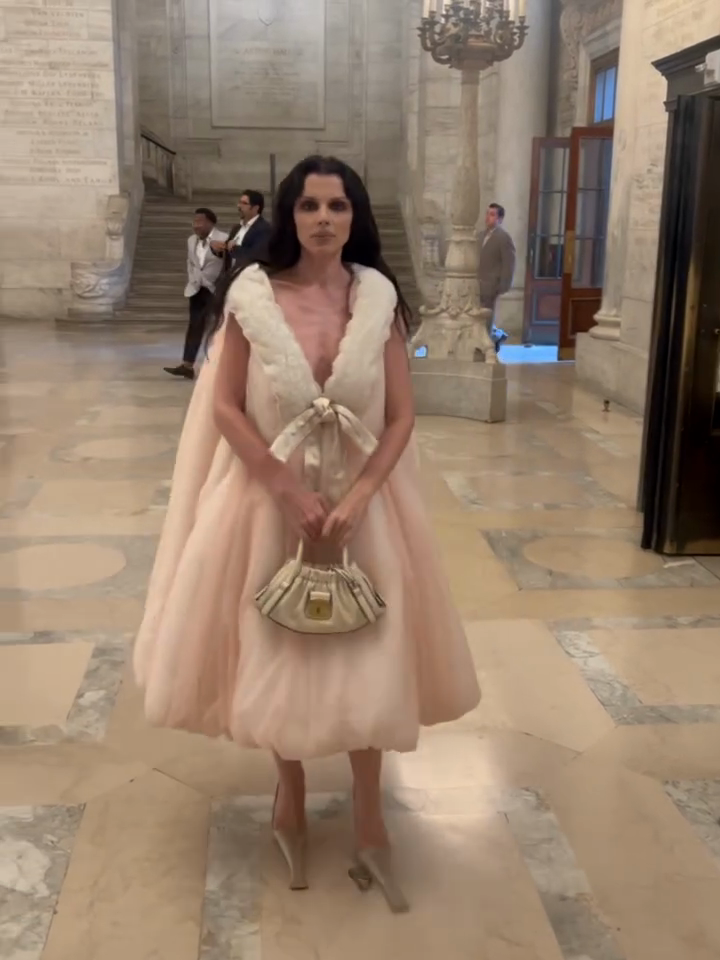 Pink Dress With Cape-Style Overlay and Bow Detail