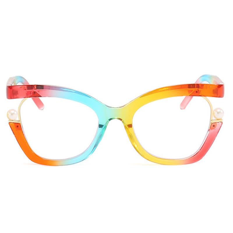 Spykay™ EG26758 Anti-blue Light Pearl Decor Irregular Oversized Eyeglasses