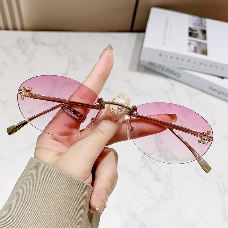 Spykay™ SG60701 'F' Design Oval Frames Rimless Sunglasses