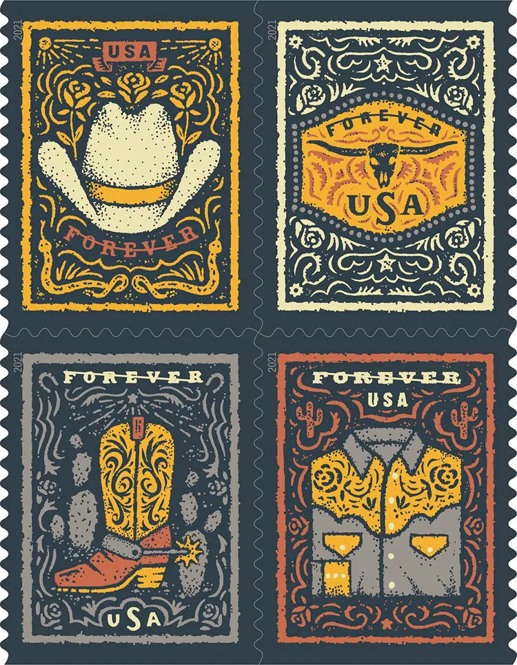 (2021) USPS Western Wear Forever Postage Stamps