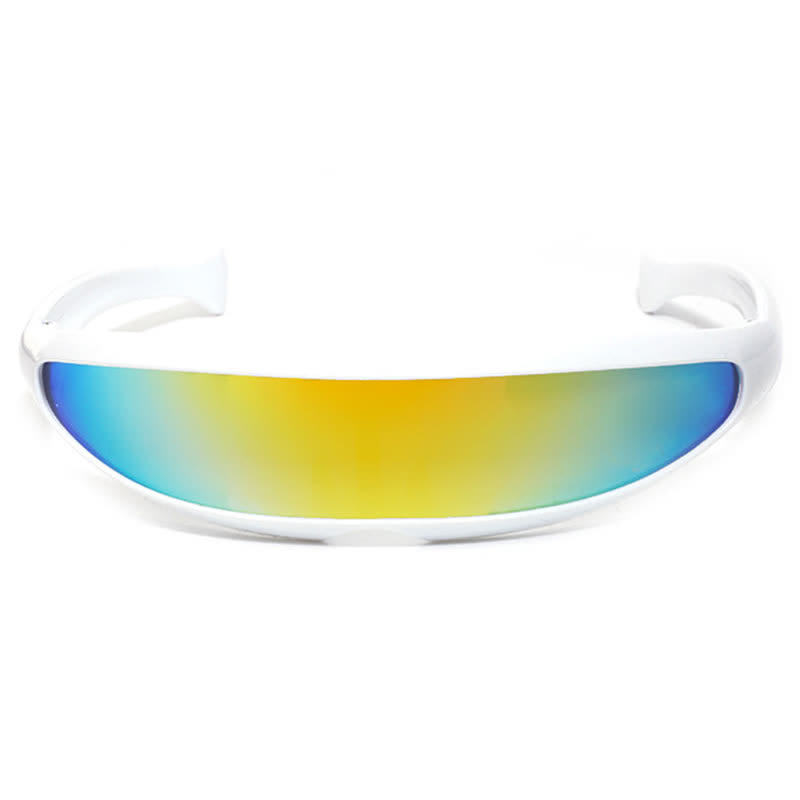 Spykay™ SG61011 One-piece Color Mirror Lens Monolens Cyclops Robotic Futuristic Narrow Y2K Punk Sunglasses