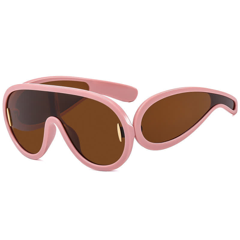 Spykay™ SG61002 Steampunk One-piece Frame Oversized Mirrored Sunglasses