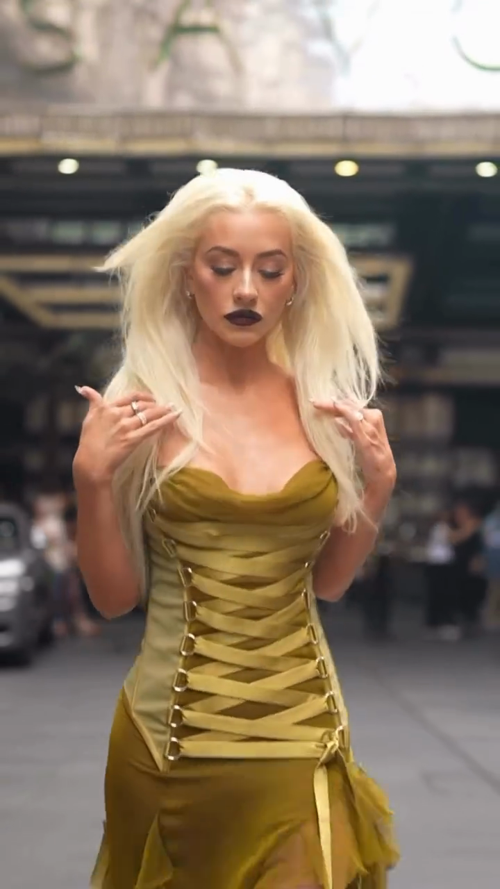 Olive Green Strapless Corset - style Dress with Ruffles