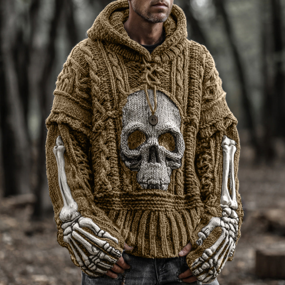 Men's Vintage Viking-style Skull-patterned Warm Sweater