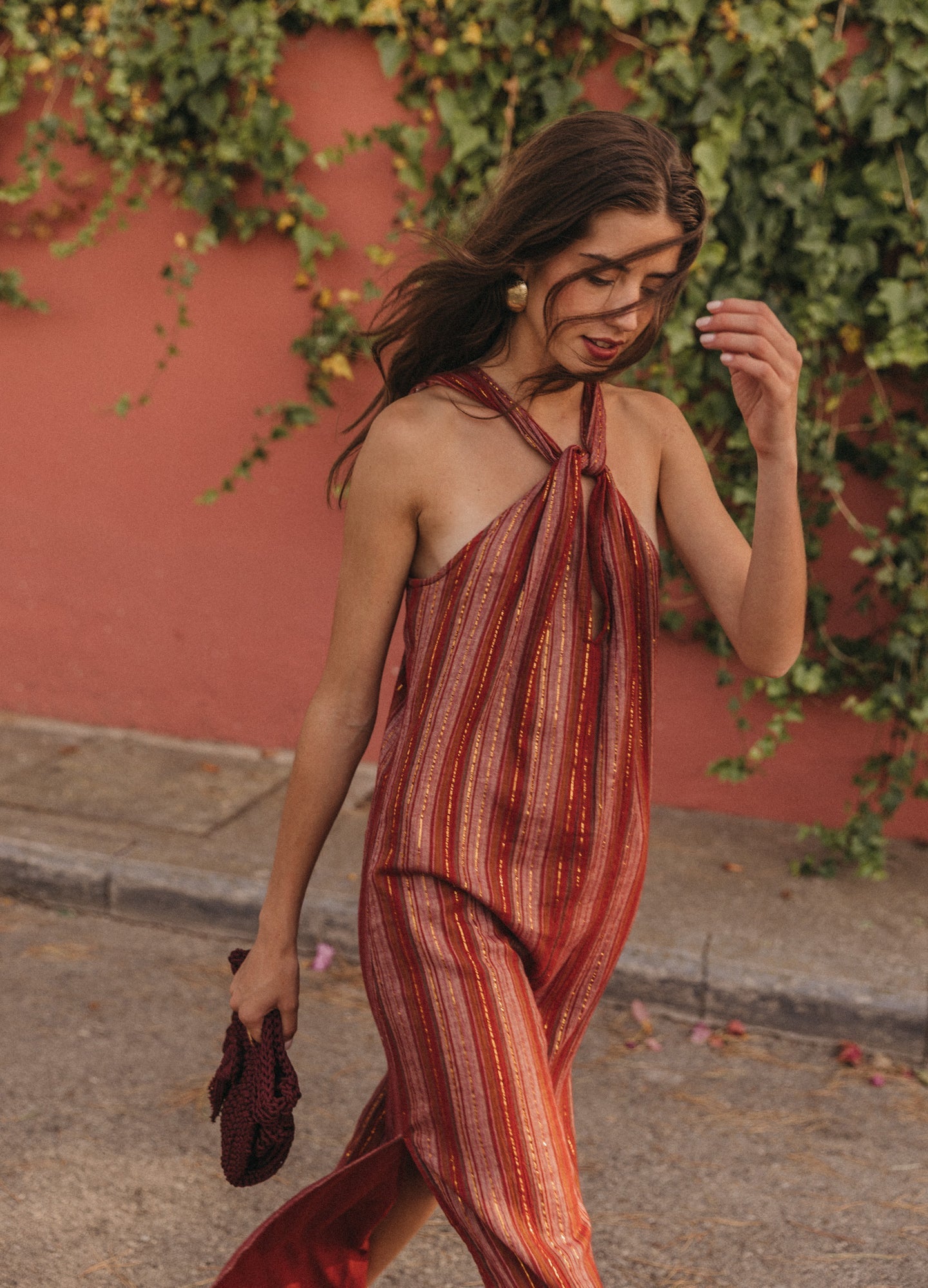 Striped Halter Maxi Dress