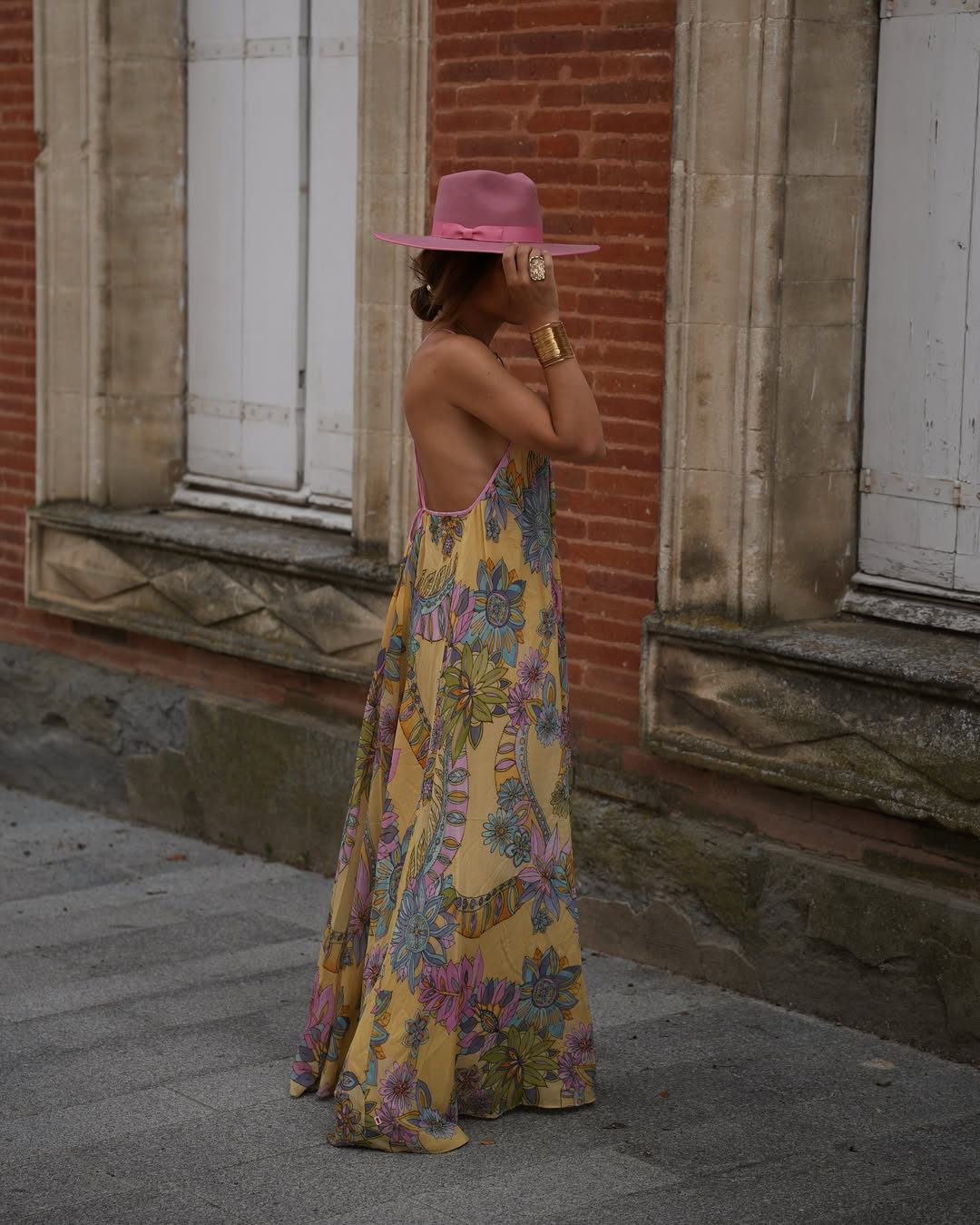 Yellow Floral Print Spaghetti - Strap Maxi Dress
