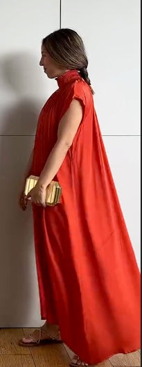 Silk High - Neck Maxi Dress