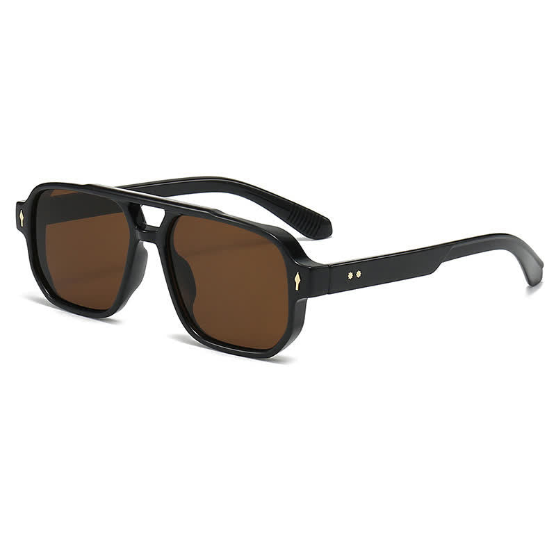 Spykay™ SG61003 Square Frame Double Bridges Vintage Arrow Sunglasses