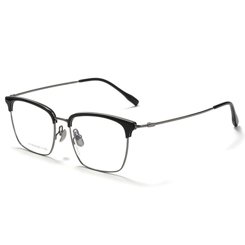Spykay™ EG26898 Semi-Rimless Anti-blue Light Square Titanium Frame Browline Glasses