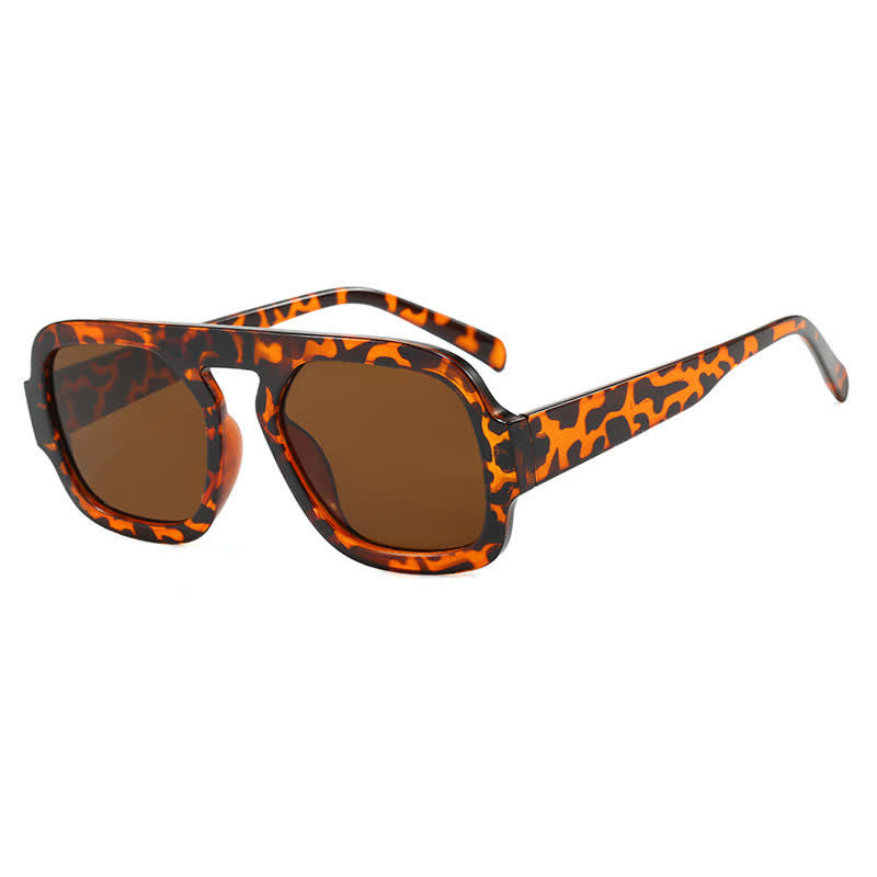 Spykay™ SG60722 Square Frame Leopard Print Cycling Aviator Sunglasses