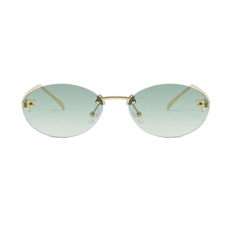 Spykay™ SG60701 'F' Design Oval Frames Rimless Sunglasses