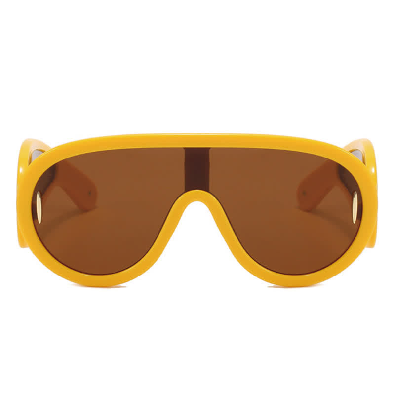 Spykay™ SG61002 Steampunk One-piece Frame Oversized Mirrored Sunglasses