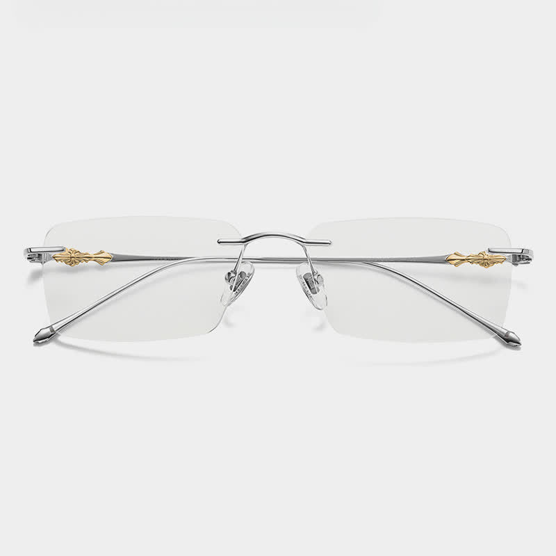 Spykay™ EG26918 Unsiex Retro Rectangle Titanium Frame Anti-blue Light Rimless Glasses