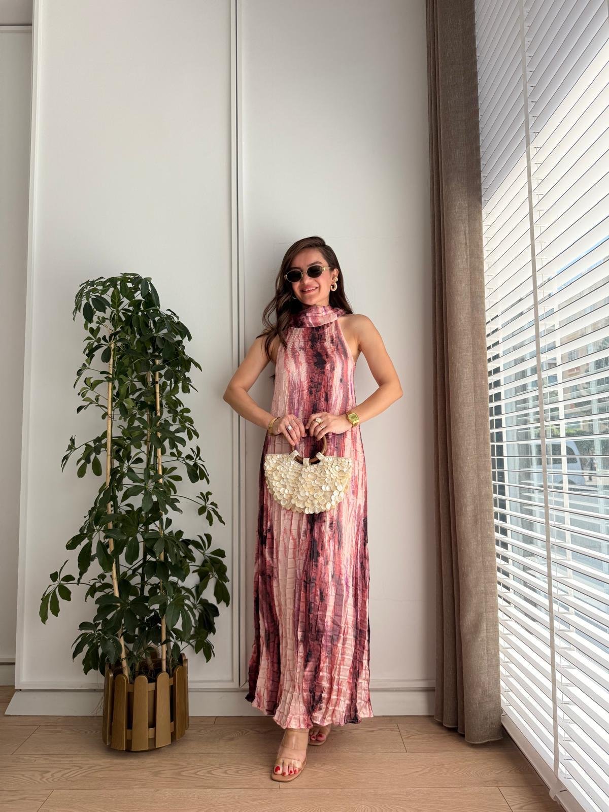 Tie - Dye Halter Maxi Dress