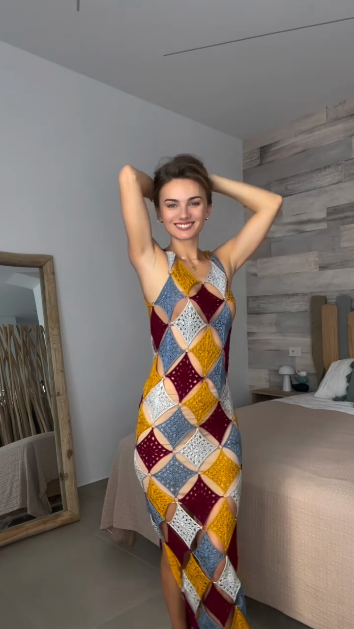 Multicolored Crochet Sleeveless Maxi Dress