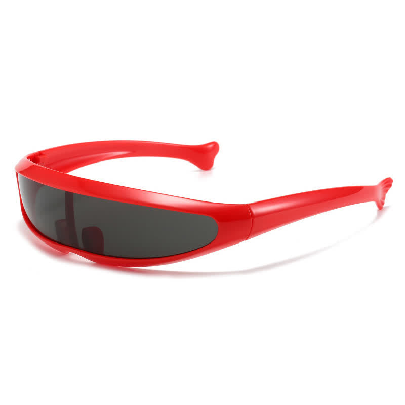 Spykay™ SG61011 One-piece Color Mirror Lens Monolens Cyclops Robotic Futuristic Narrow Y2K Punk Sunglasses