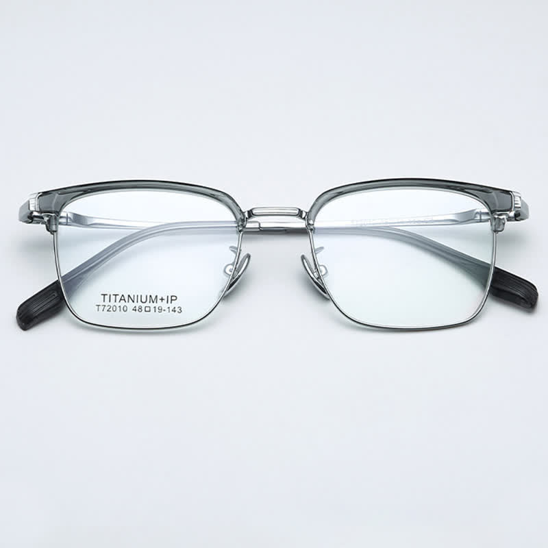 Spykay™ EG26735 Square Titanium Frame Anti-blue Light Browline Glasses