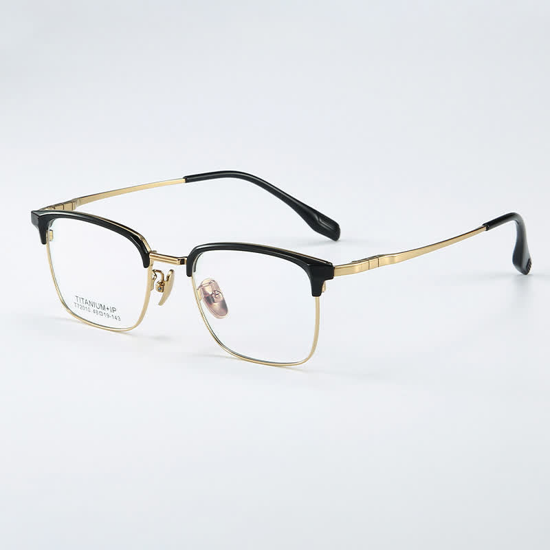 Spykay™ EG26735 Square Titanium Frame Anti-blue Light Browline Glasses