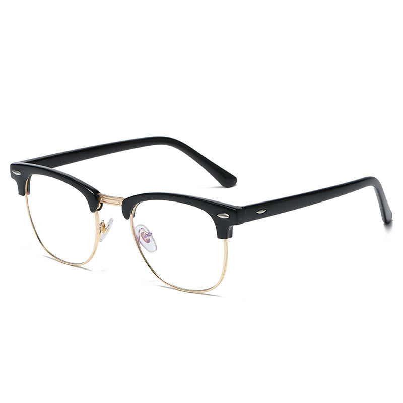 Spykay™ EG1015 Unisex PC Square Half-Frame Clear Lens Glasses, Suitable For Daily Office & Reading Blue Light Glasses