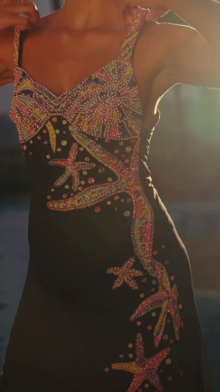 Colorful Embellished Beaded Mini Dress