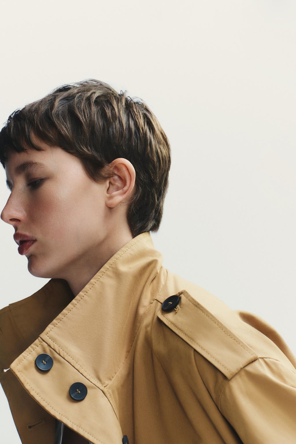 Camel - Colored Belted Trench Jacket
