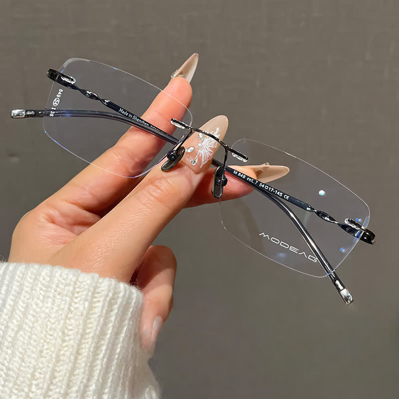 Spykay™ EG26863 Rectangle Titanium Frame Anti-blue Light Hipster Rimless Lightweight Glasses