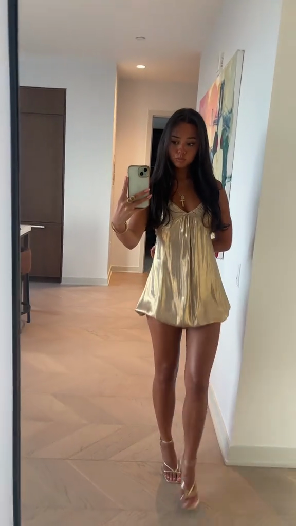 Gold Satin Babydoll Dress