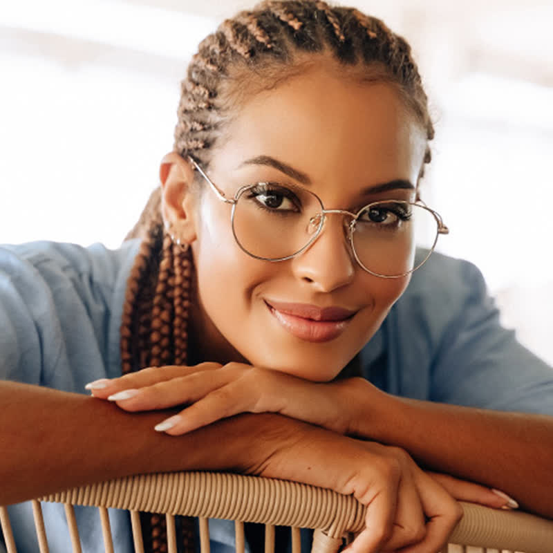 Spykay™ EG26840 Fashion Cat-Eye Metal Oval Frame Anti-blue Light Glasses