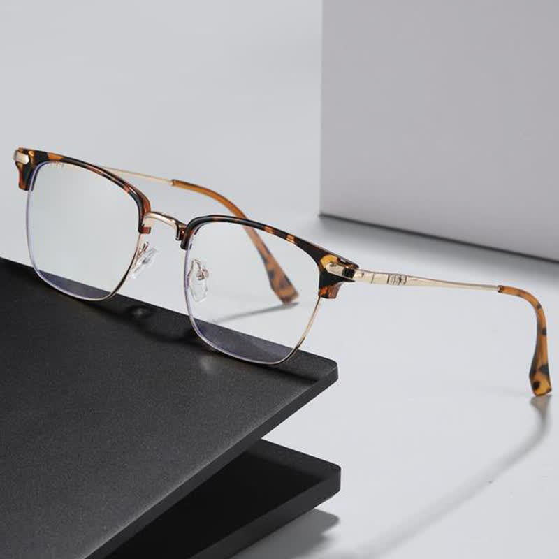 Spykay™ EG26833 Semi-Rimless Retro Square Frame Anti-blue Light Browline Glasses