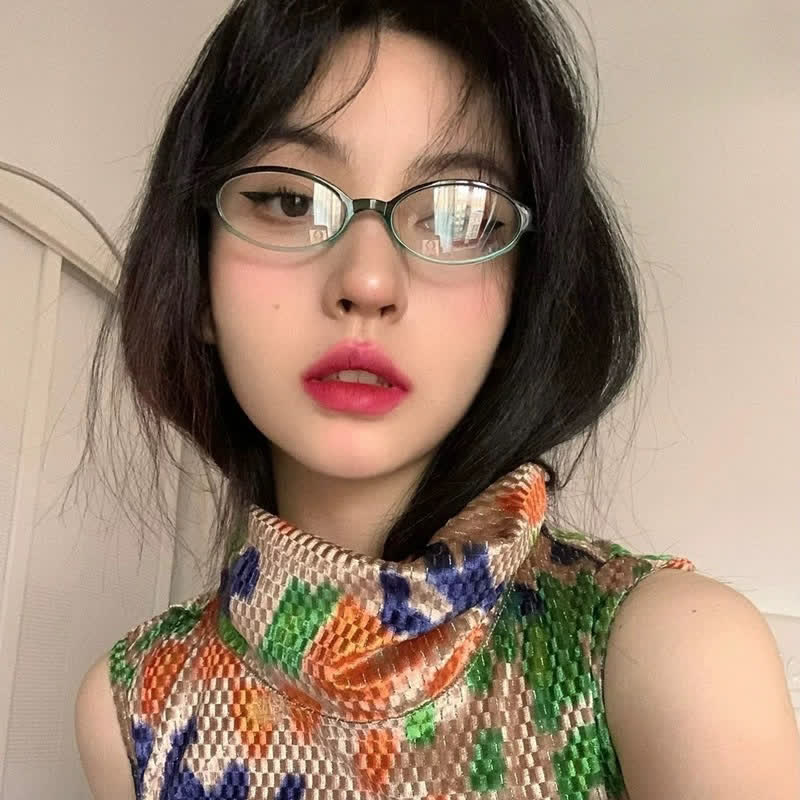 Spykay™ EG26885 Anti-blue Light Retro Small Oval Frame Y2K Hipster Eyeglasses