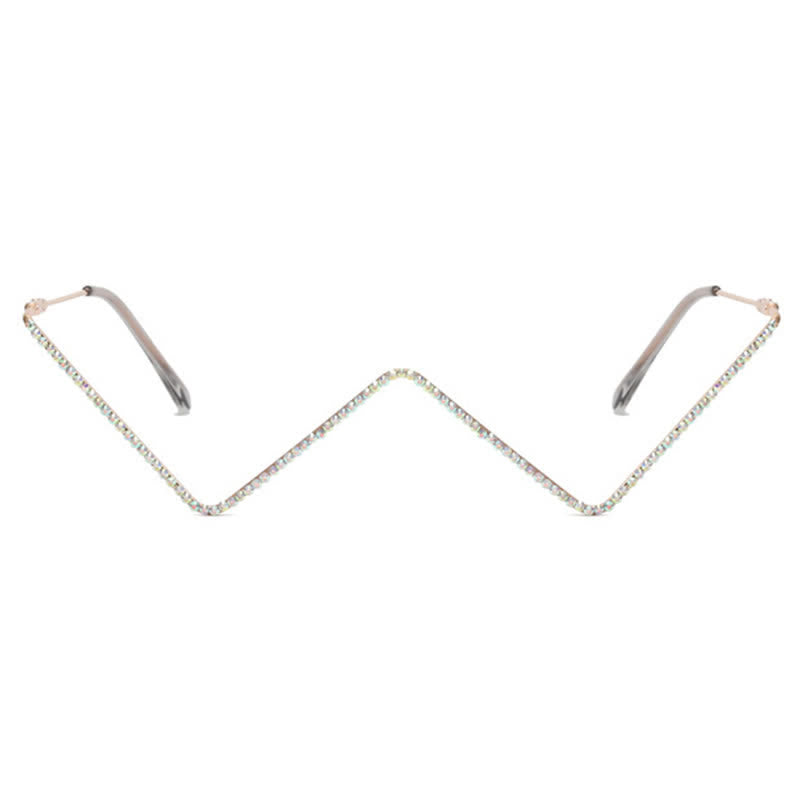 Spykay™ EG26881 Trendy Lensless Rhinestone Decor Semi-Rimless Glasses