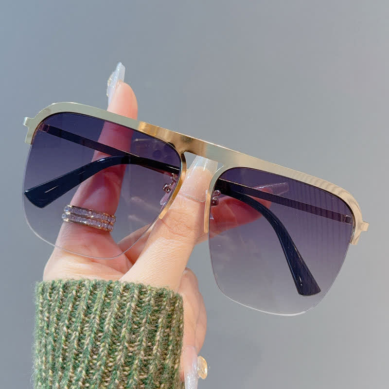 Spykay™ SG60864 Square Frame Semi-Rimless Oversized Sunglasses