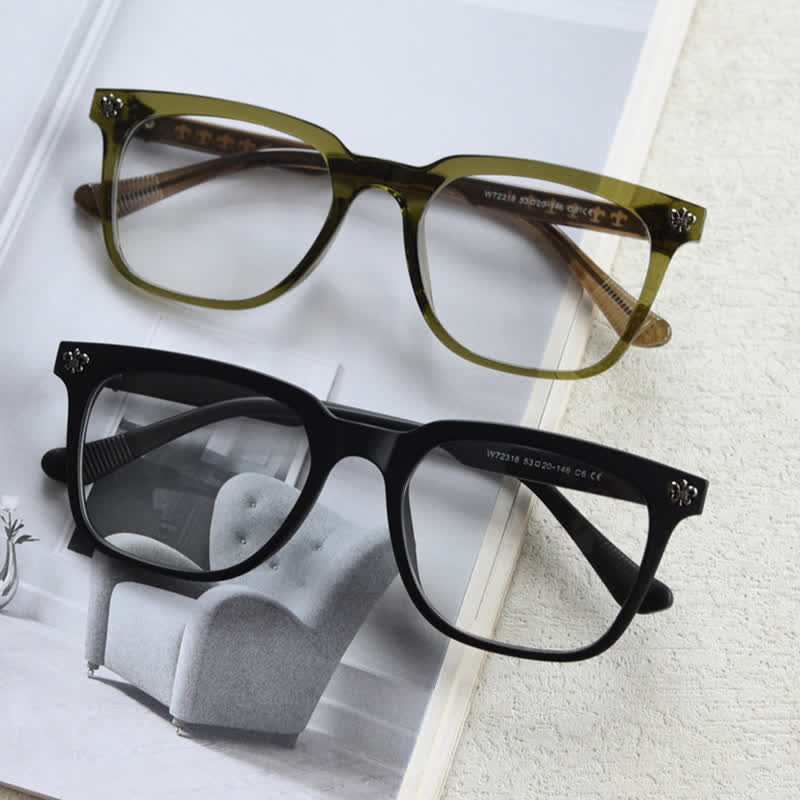 Spykay™ EG26839 Classic Cross Decor Square Frame Anti-blue Light Glasses