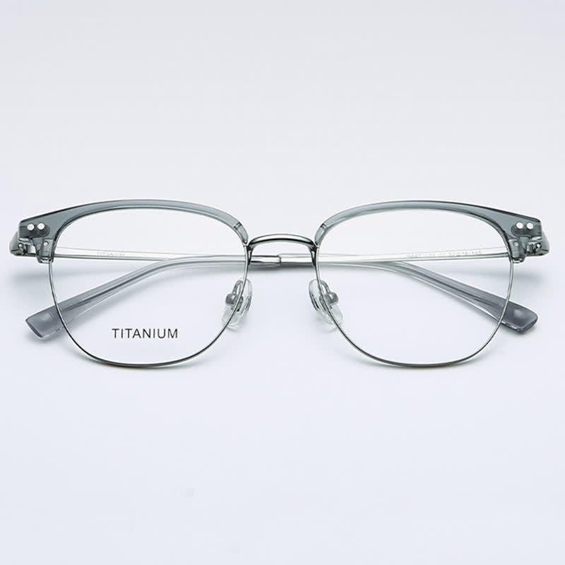 Spykay™ EG26739 Lightweight Square Titanium Frame Anti-blue Light Browline Glasses
