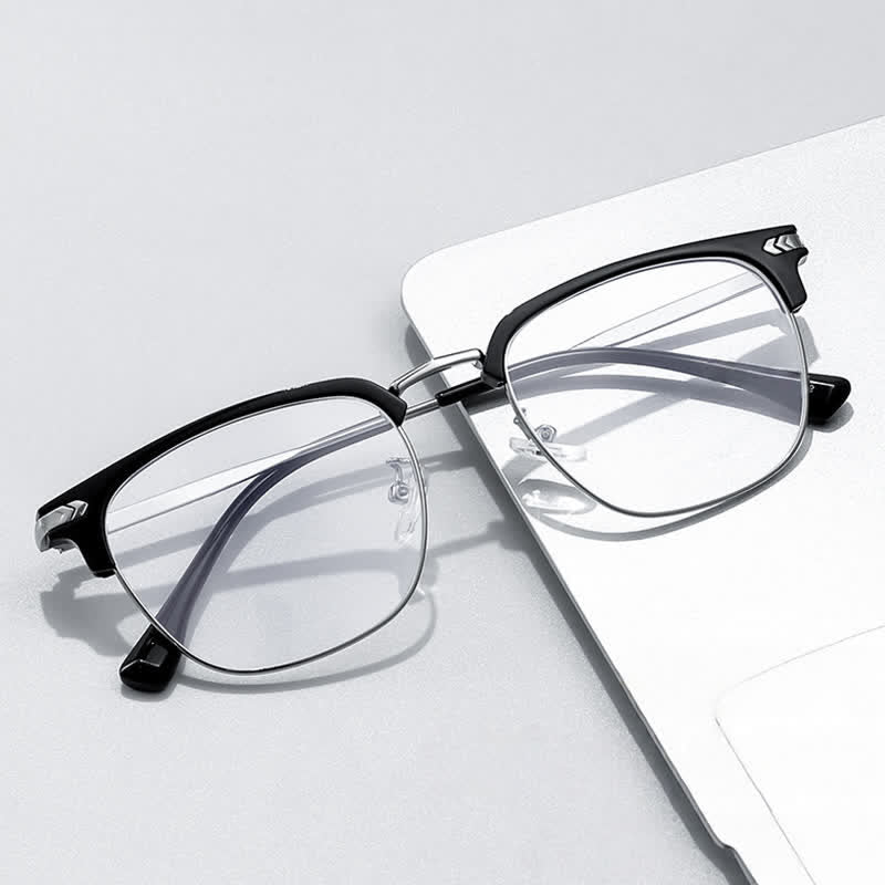 Spykay™ EG26832 Semi-Rimless Classic Square Frame Anti-blue Light Browline Glasses
