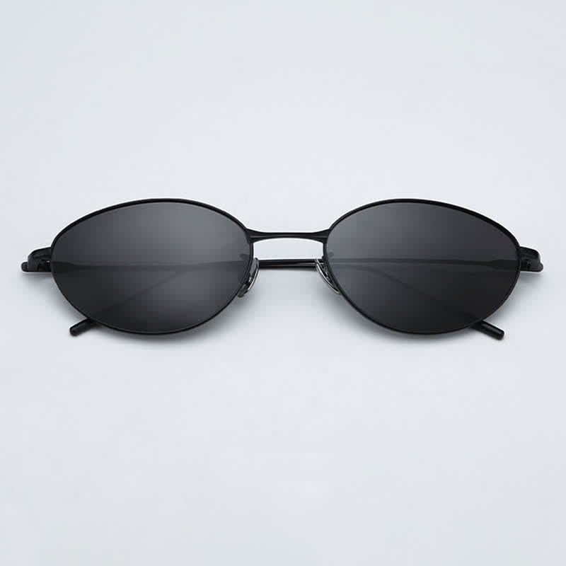 Spykay™ SG60770 Titanium Oval Frame Polarized Lightweight Sunglasses with Nylon Lenses
