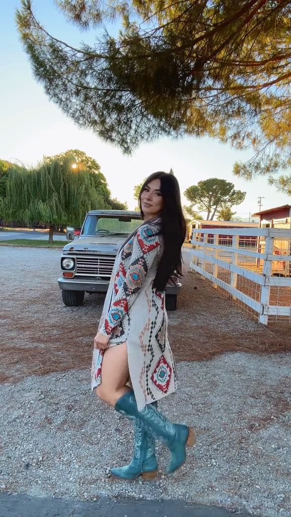Southwestern - Patterned Long Cardigan