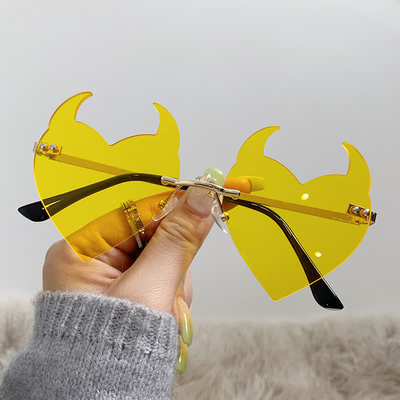 Spykay™ SG60991 Halloween Rimless Devil Horns Heart Sunglasses for Women Men