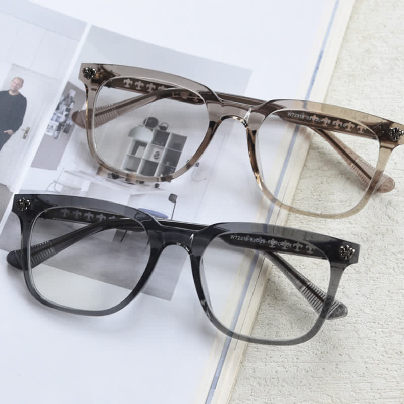 Spykay™ EG26839 Classic Cross Decor Square Frame Anti-blue Light Glasses